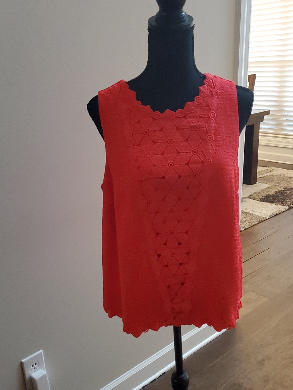 Kaari Blue Coral Crochet-Front Sleeveless Tank